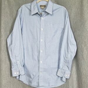 Duluth Trading Co Mens Wrinkle Fighter Button Down Shirt M 100% Cotton Gingham